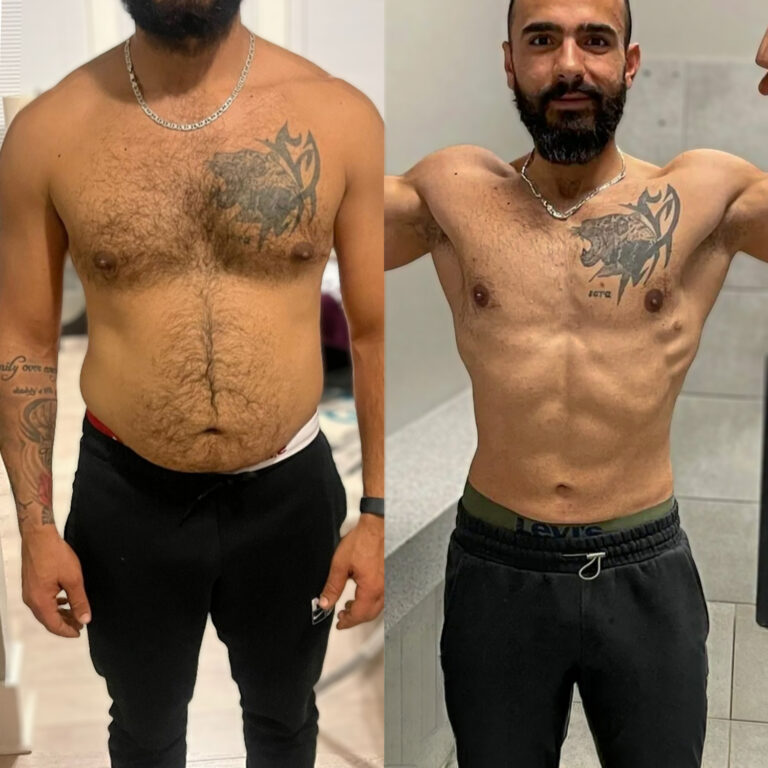Vorher-nachher-Transformation eines Body-Mission-Klienten